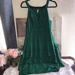 Anthropologie Maeve emerald layered dress